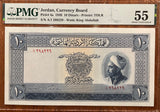 JORDAN 10 DINARS  1949 P.4a , PMG AU 55