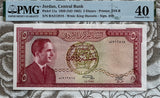 Jordan 5 dinars of 1959 , P.11a , PMG XF 40