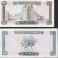 Libya 5&10 dinars P.36&37b AU/UNC