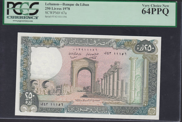 Lebanon 250 Livres 1978 P.67a UNC 64