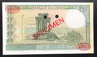 LEBANON SPECIMEN 250 LIVRES OF 1983 ISSUE P.67s IN UNC/SP#002